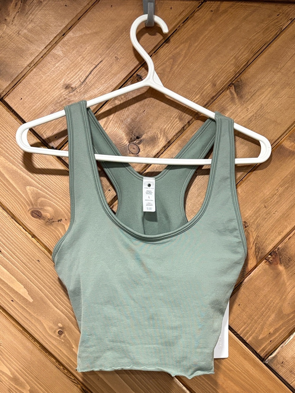 Yogalicious Sage Green Crop Racerback Tank Large Fitness Yoga Pilates
